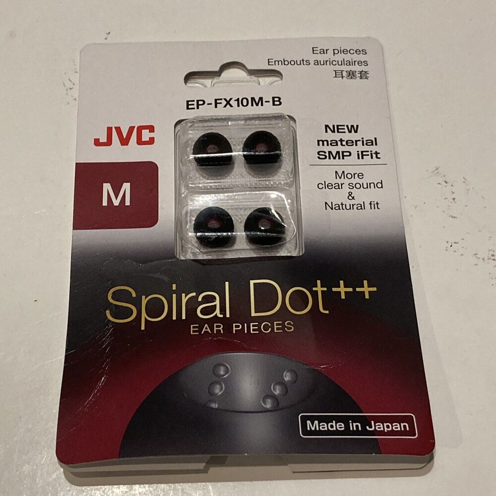 JVC EP-FX10M-B Replacement Earpiece Spiral Dot ++ 4 Pieces M Size Black